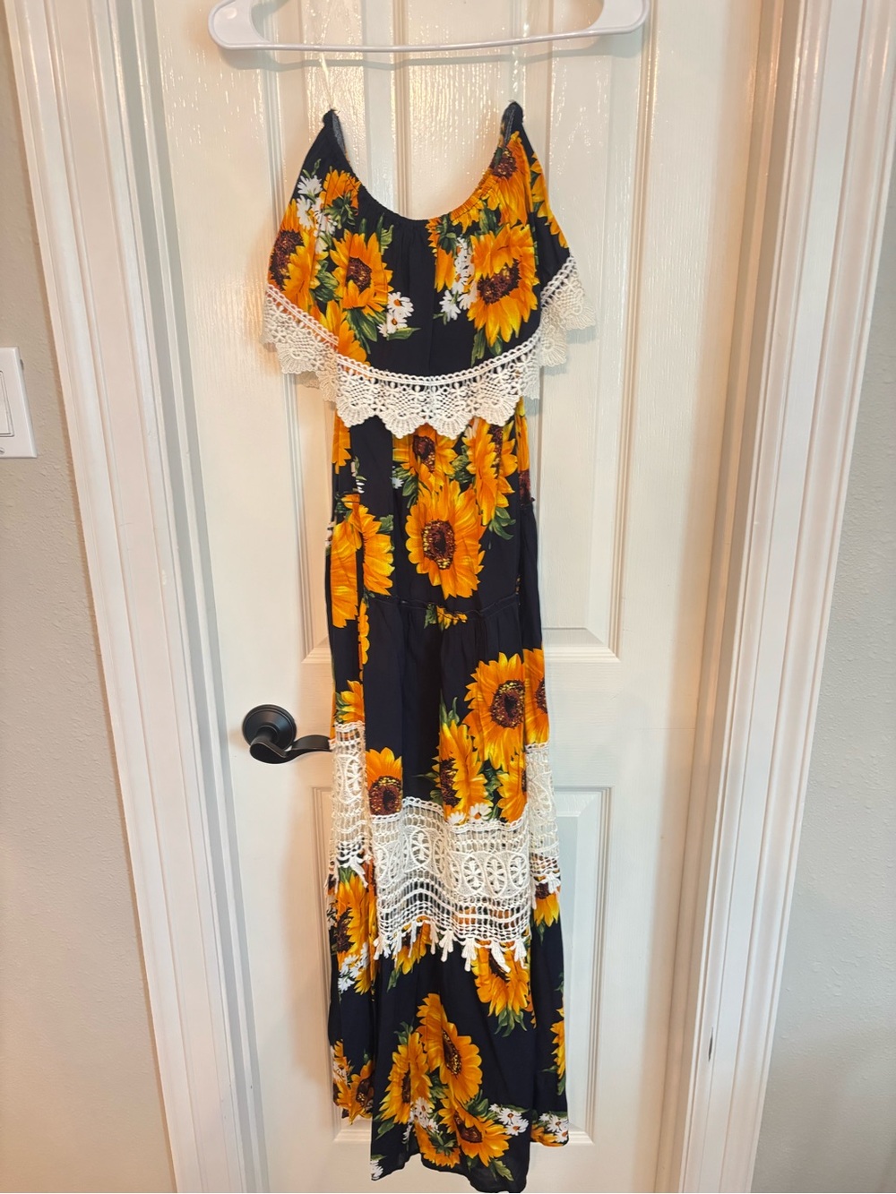 Altar'd State Navy Mix Sunflower Print Maxi Dress